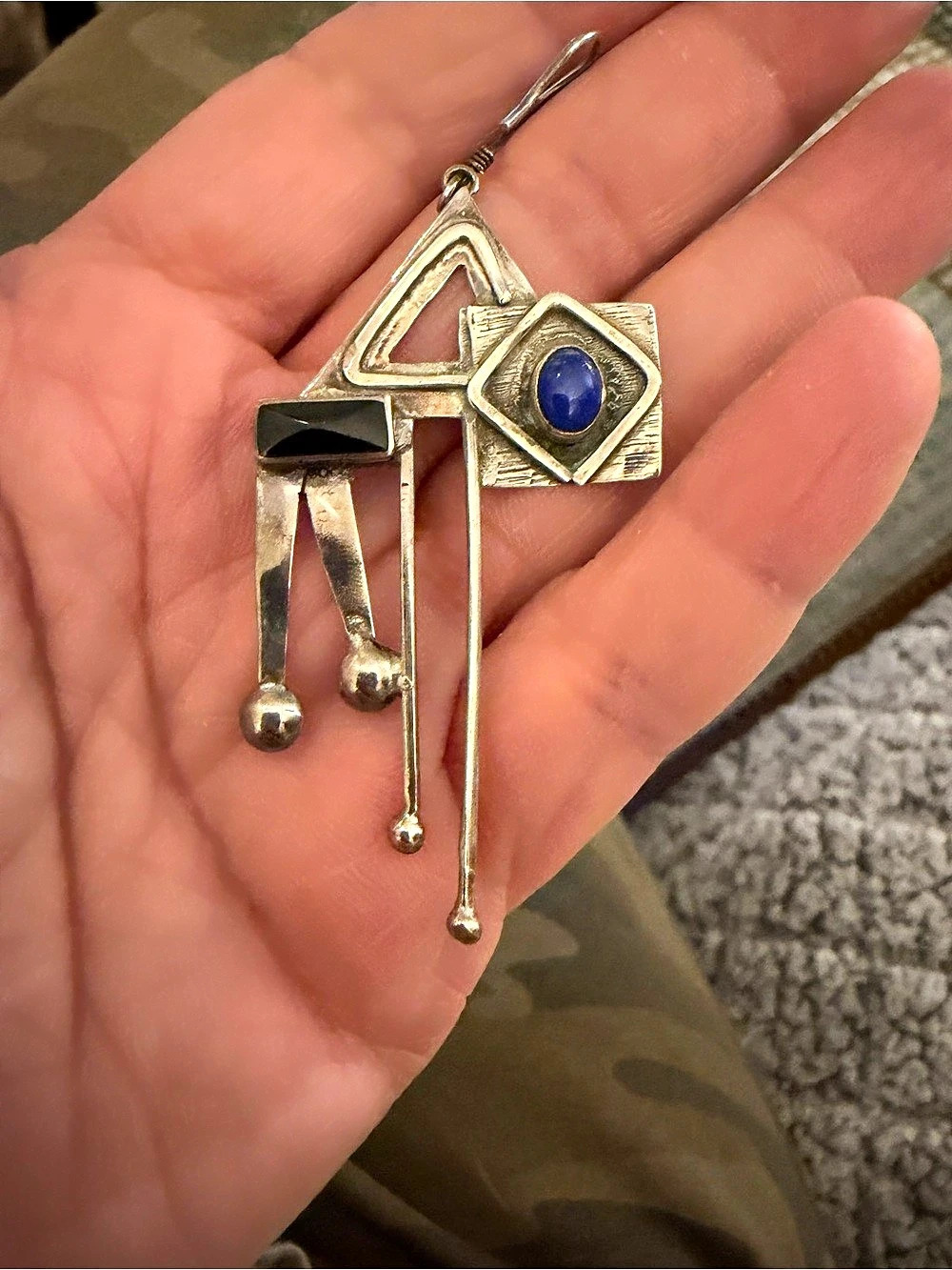 Silver & Blue Statement Earrings